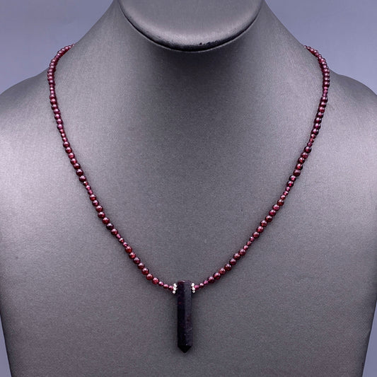 Garnet Point Beaded Necklace