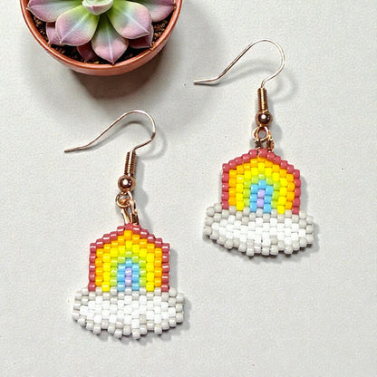 Beaded Glass rainbow Earrings
