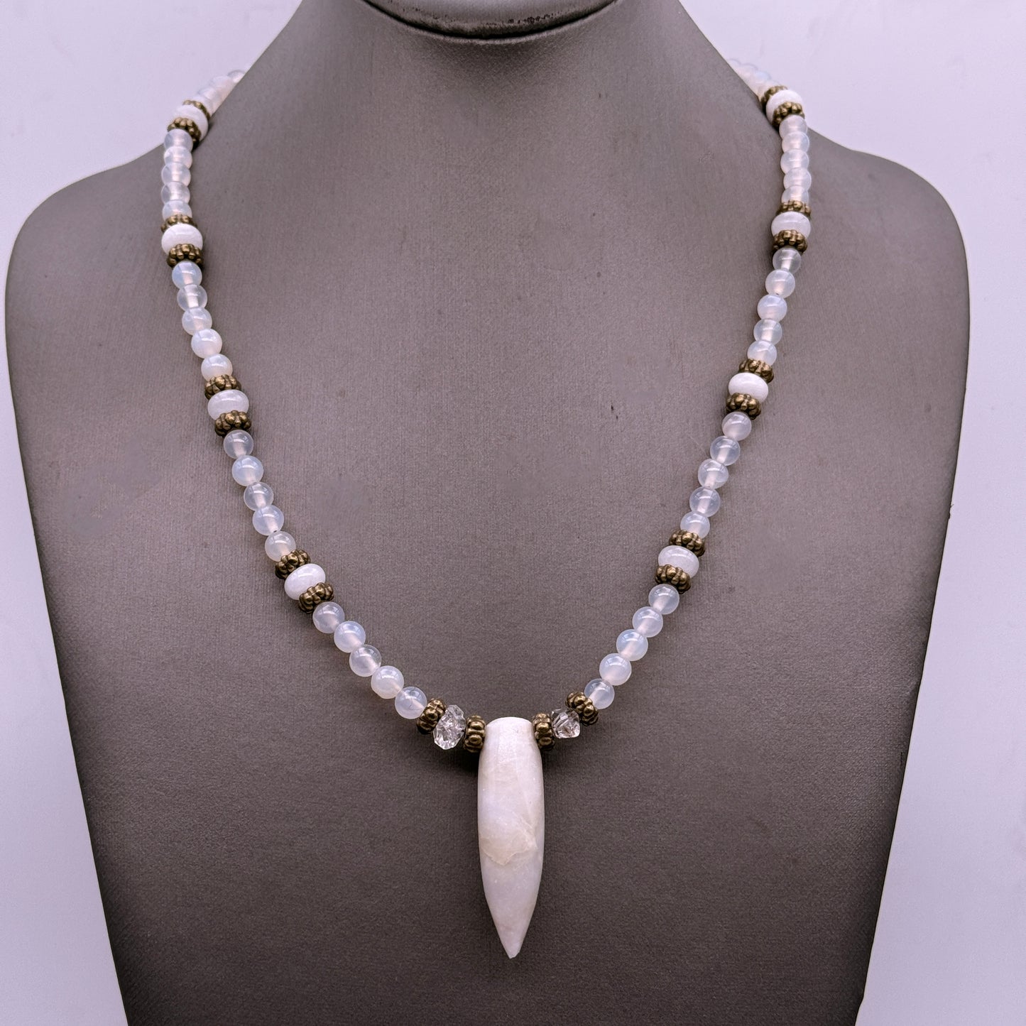 Jasper, Herkimer Diamond, White Agate Beaded necklace