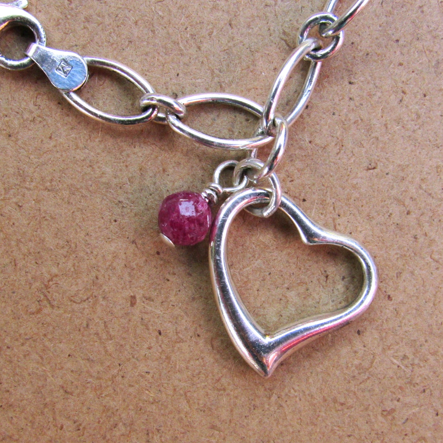 Vintage renewed floating heart and ruby Bracelet