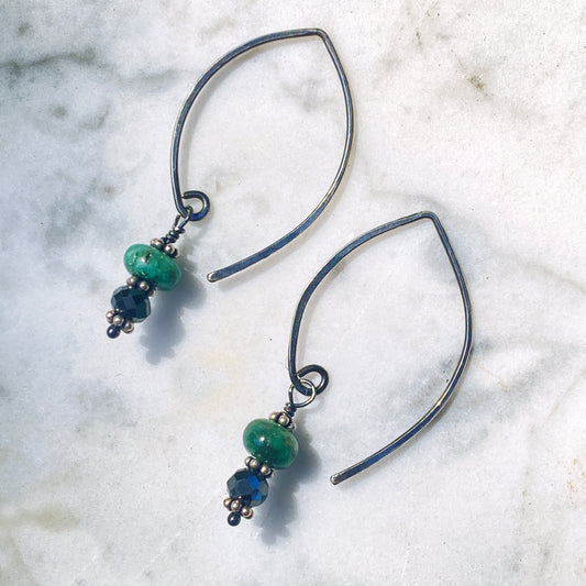 Black Diamond and Emerald earrings