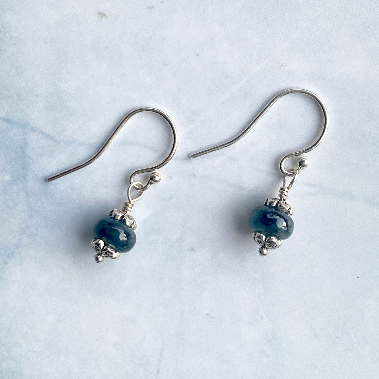 Blue Sapphire Dainty Dangle Earrings