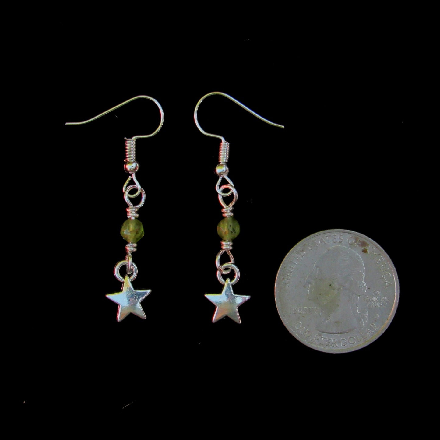 Peridot and Star Dangle Earrings