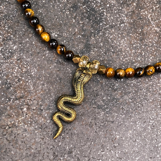 Tiger Eye and Cobra Beaded necklace