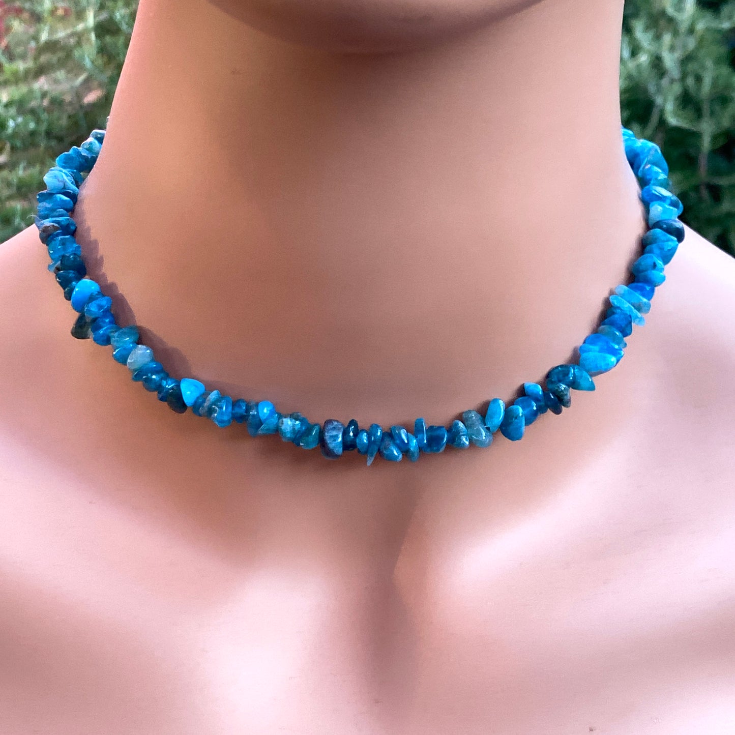 Blue apatite  Chip choker necklace