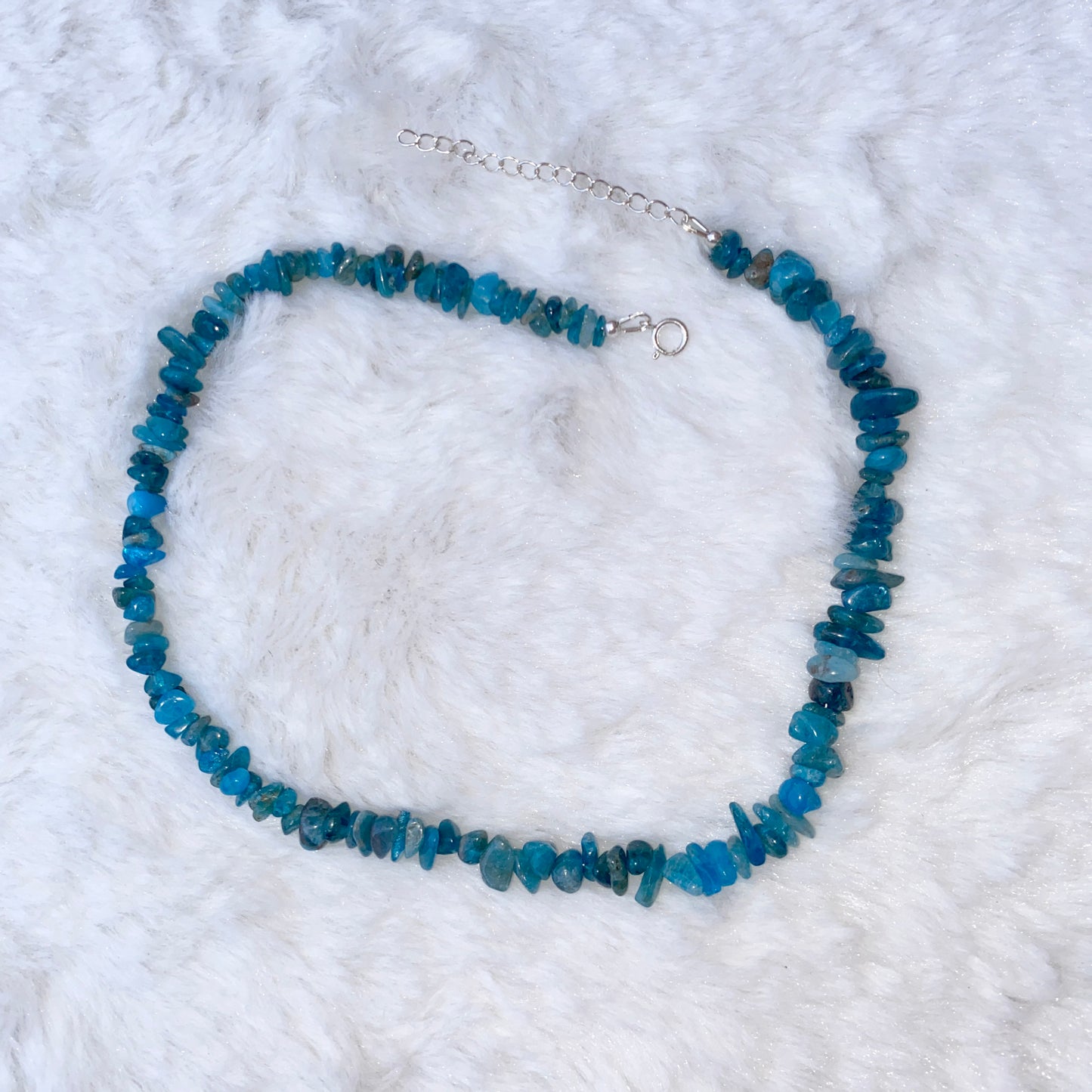 Blue apatite  Chip choker necklace