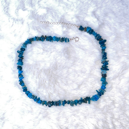 Blue apatite  Chip choker necklace