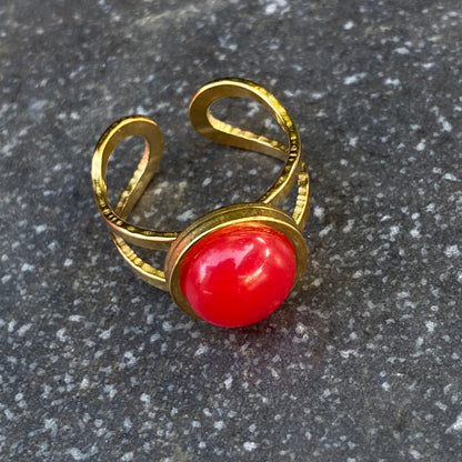 Gold Adjustable gemstone ring