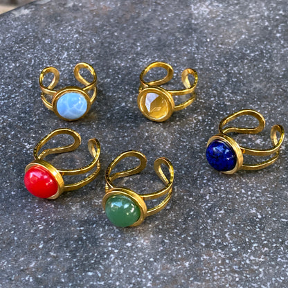 Gold Adjustable gemstone ring