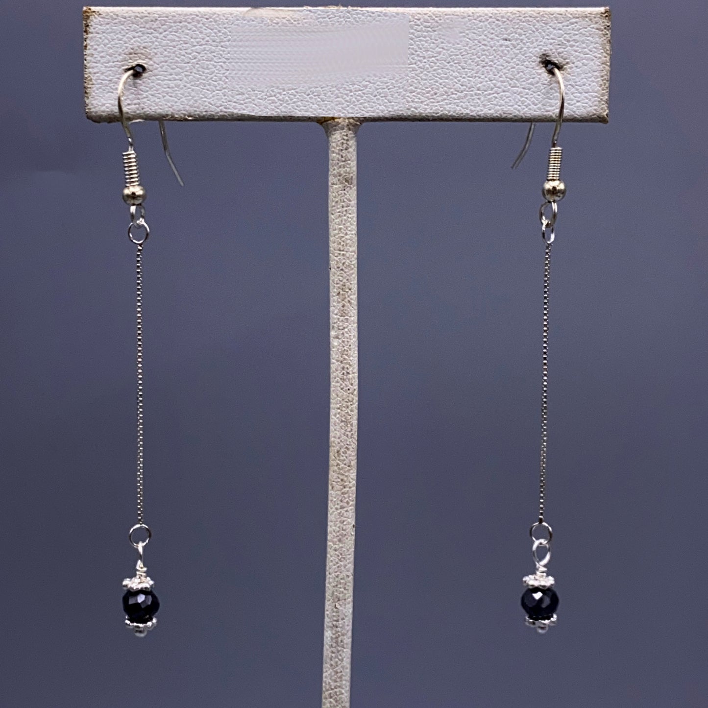 Sterling Silver and Black Diamond Dangle Earrings