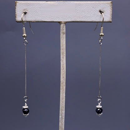Sterling Silver and Black Diamond Dangle Earrings