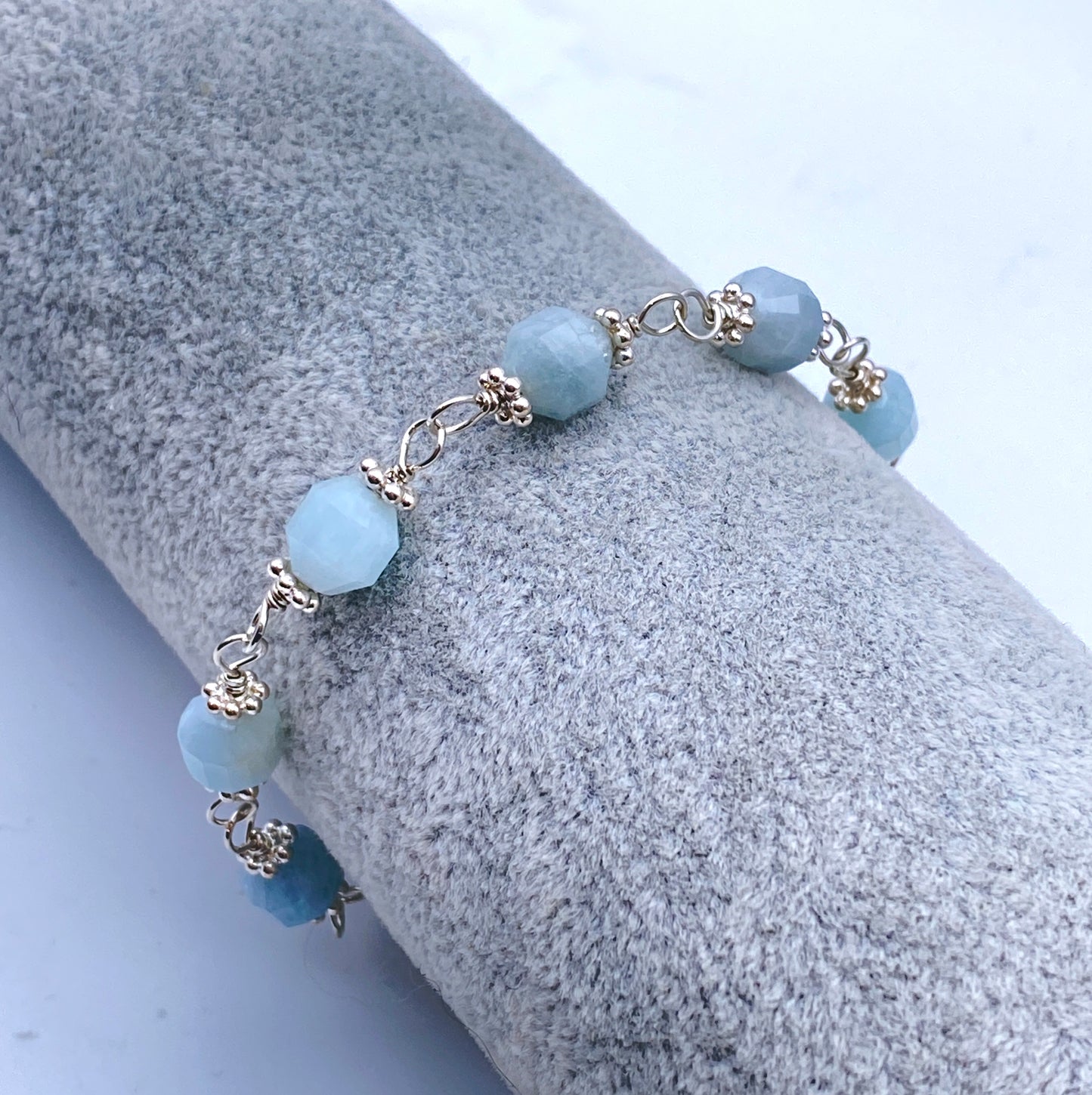 Aquamarine Gemstone Bracelet with Sterling Silver