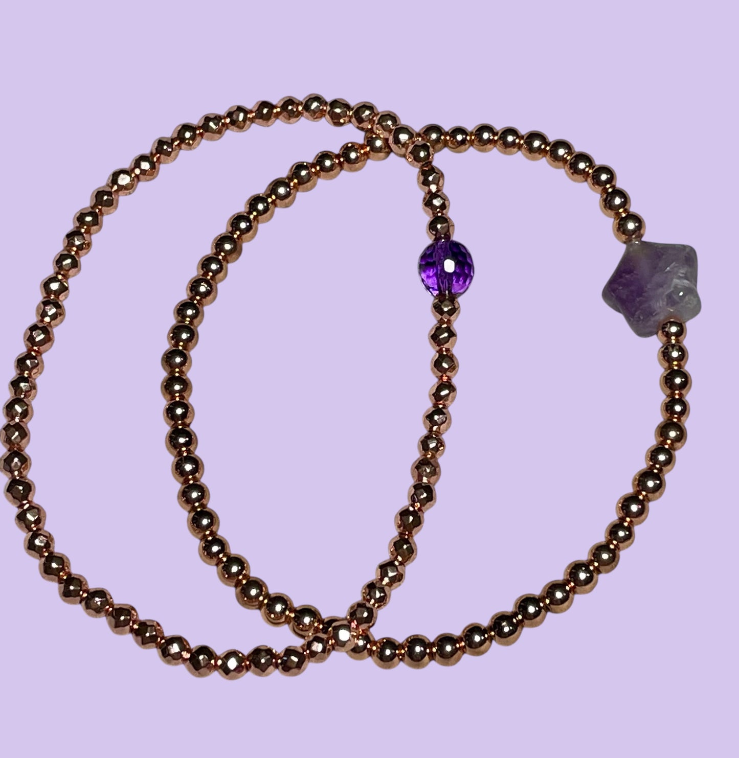 Amethyst Star and Hematite Bracelet Set