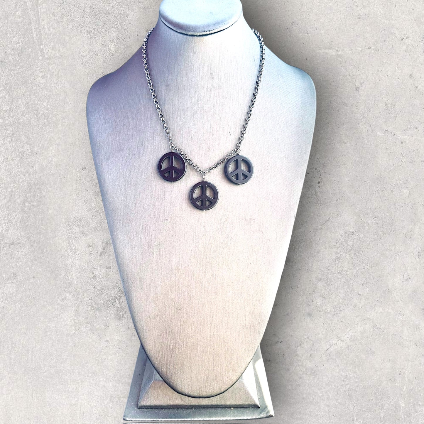 Black Howlite Peace Sign Copper Necklace
