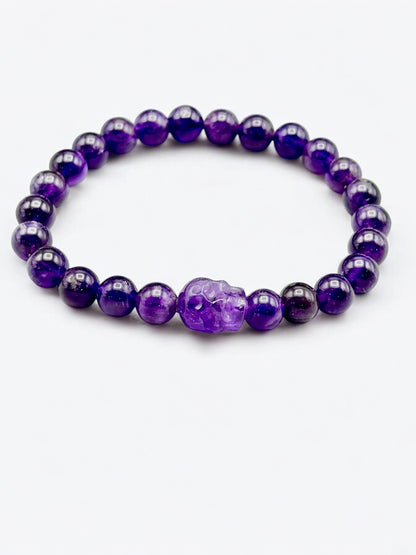 Amethyst Skull Beaded Bracelet