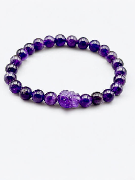 Amethyst Skull Beaded Bracelet