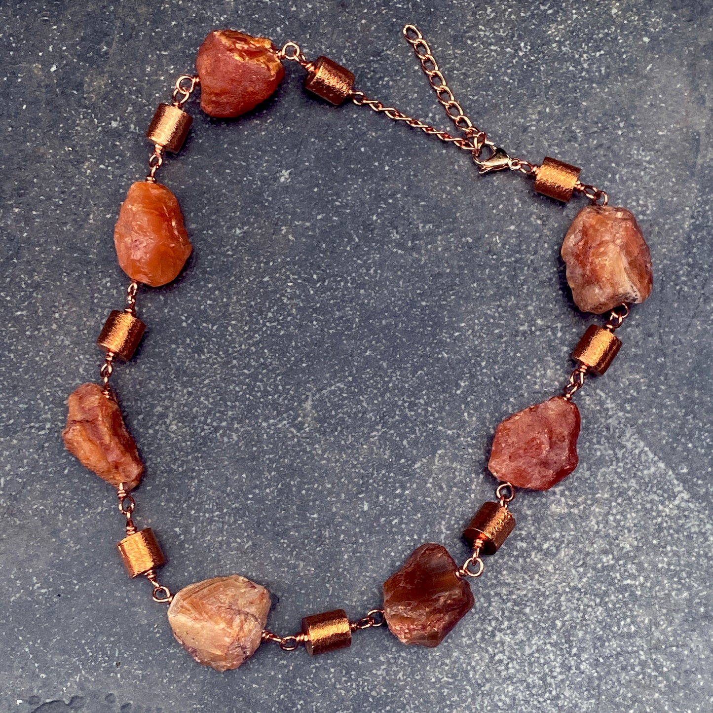 Chunky Carnelian and Copper Necklace