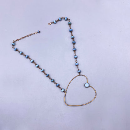 Blue Opal and Copper Heart Necklace