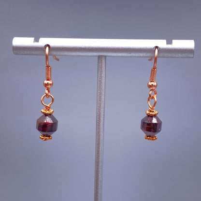 Garnet and Copper Drop Earrings