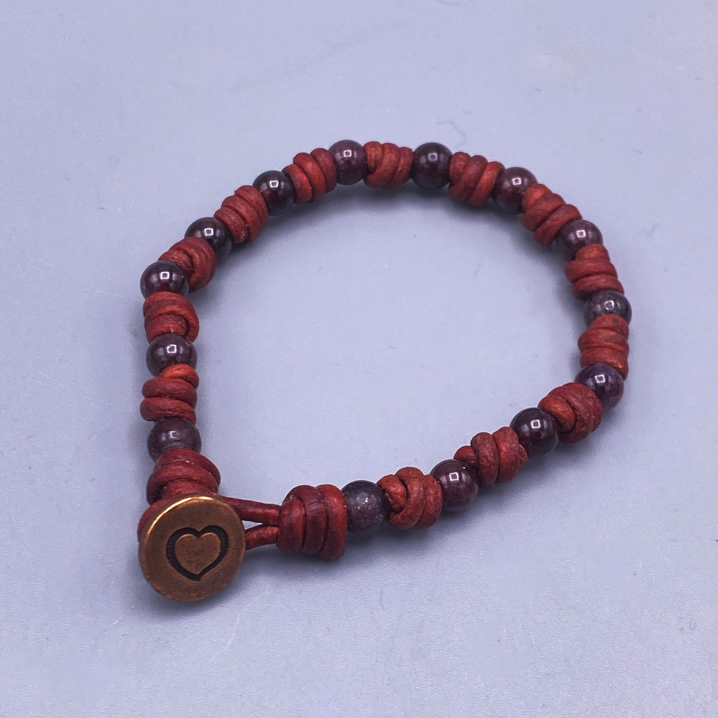 Garnet Leather Bracelet