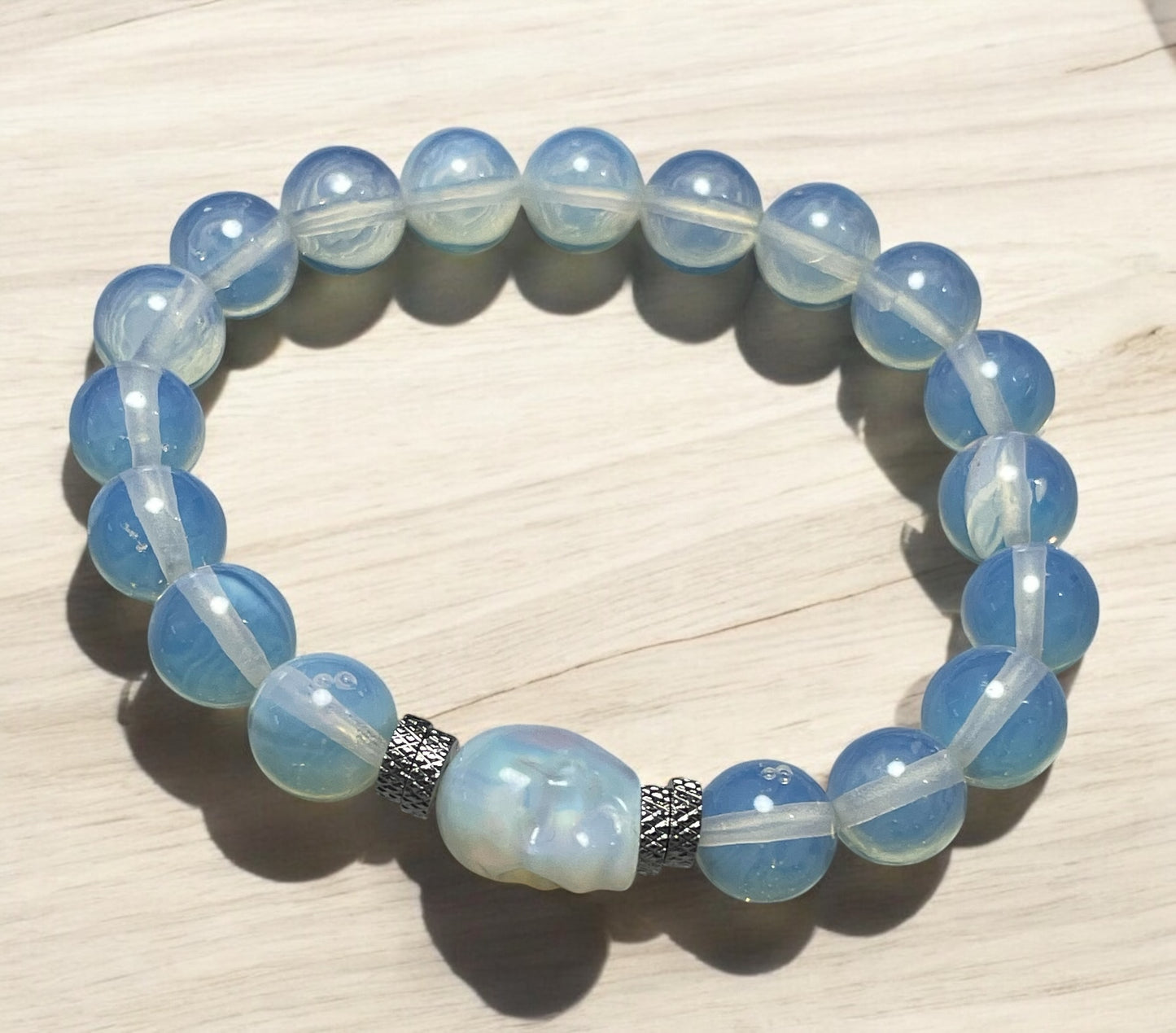 Opalite Skull Beaded Bracelet