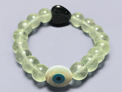 Evil Eye Heart Gemstone Stretch Bracelet