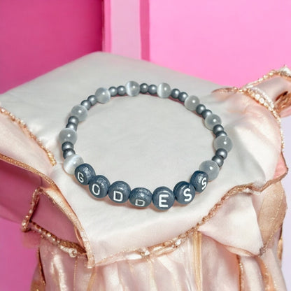 Selenite and Hematite Goddess Bracelet