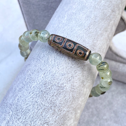 Prehnite and Tibetan Agate Bracelet