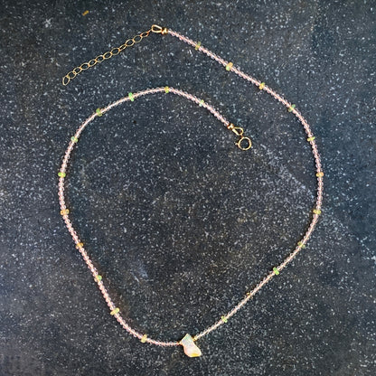 Opal gemstone and Quartz Necklace