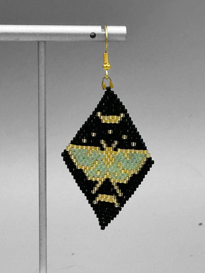 Lunar Moth Seed Bead handcrafted Earrings