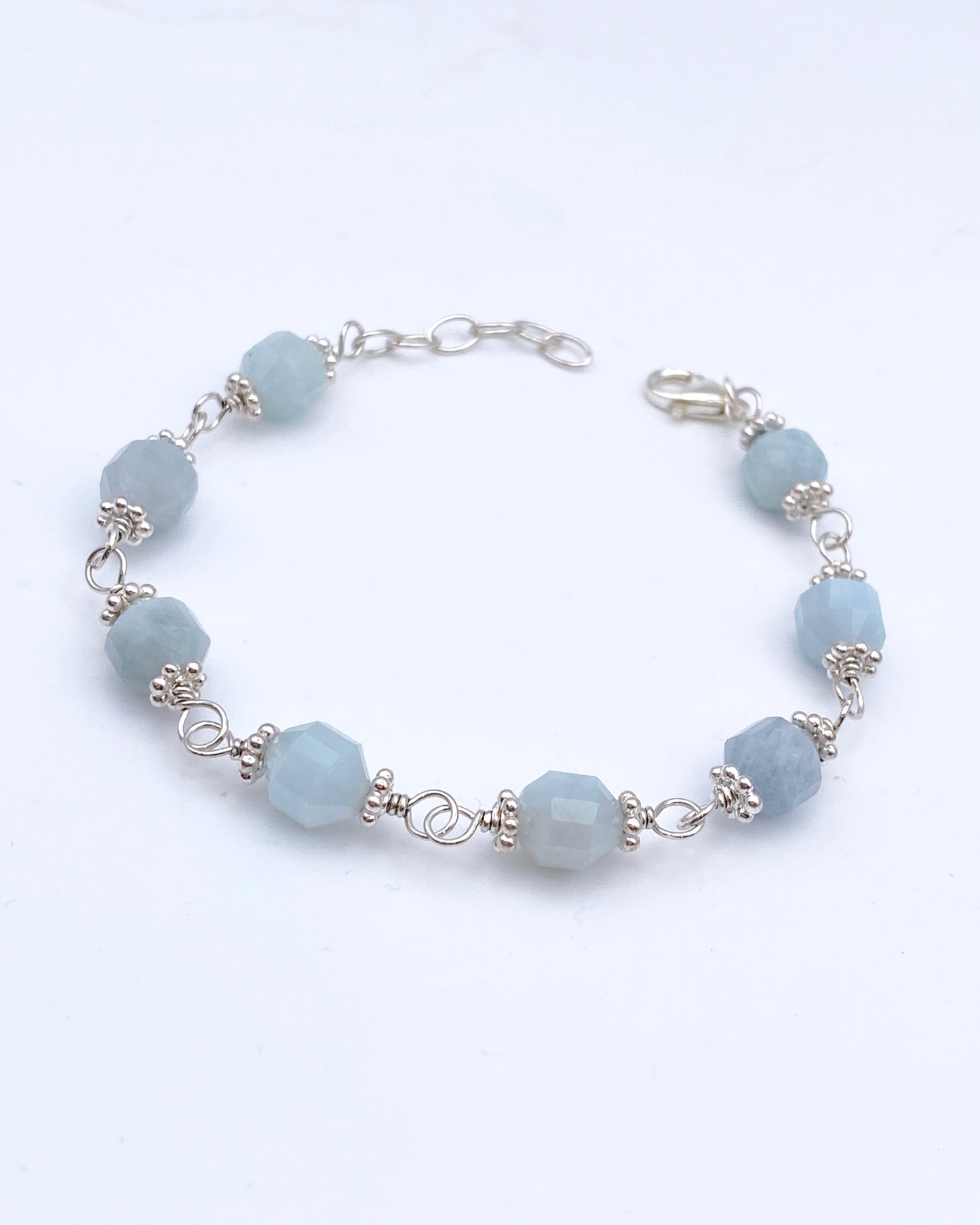 Aquamarine Gemstone Bracelet with Sterling Silver