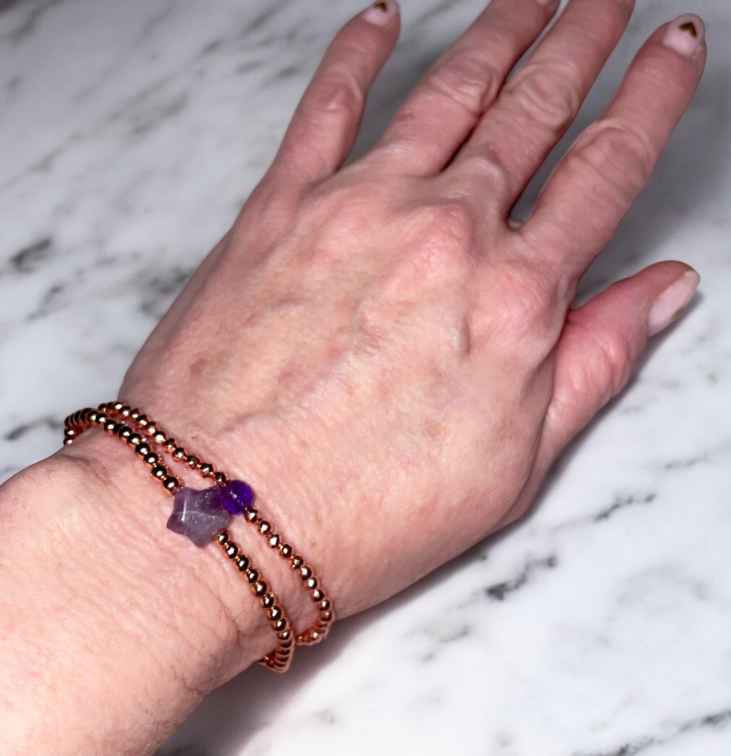 Amethyst Star and Hematite Bracelet Set