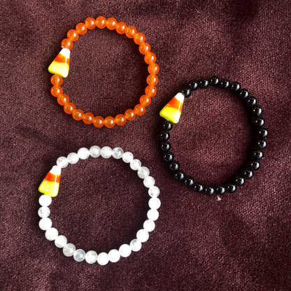 Candy Corn Gemstone Halloween stretch bracelet