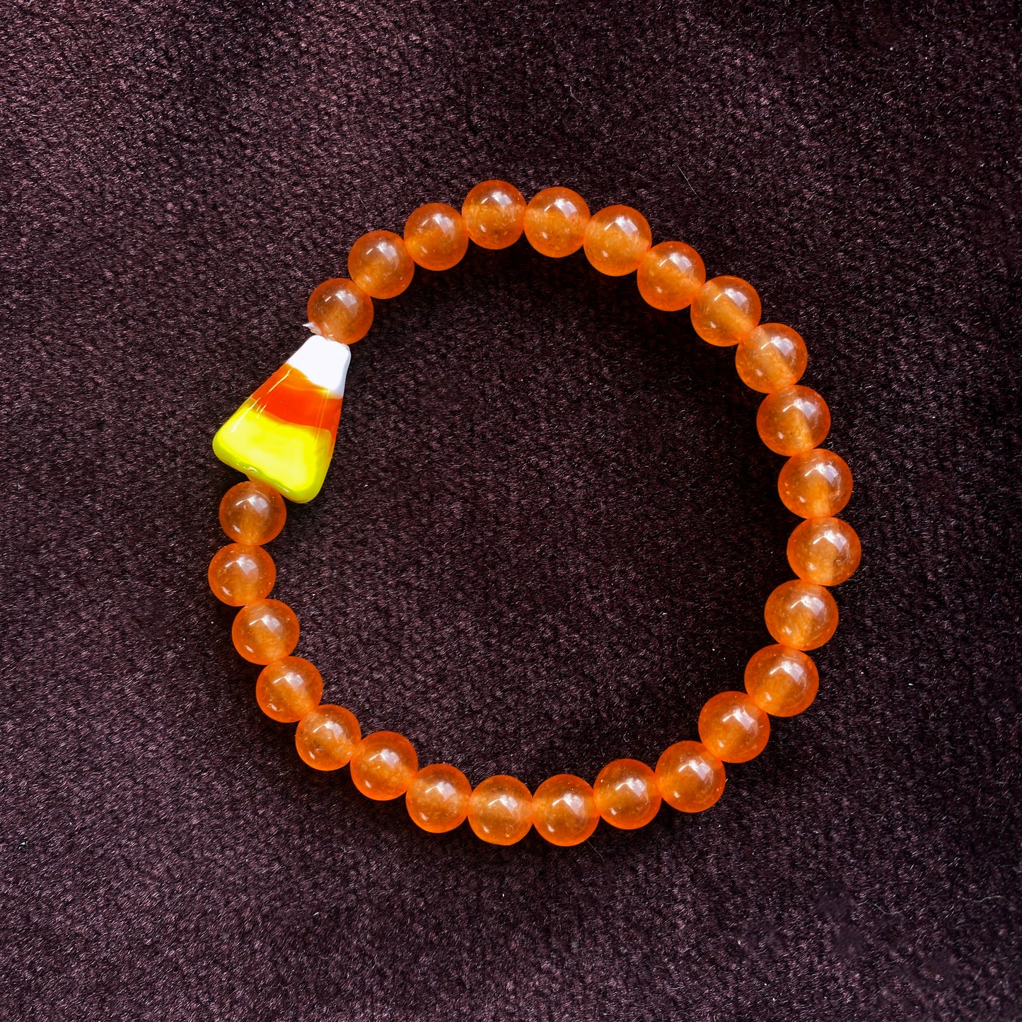 Candy Corn Gemstone Halloween stretch bracelet