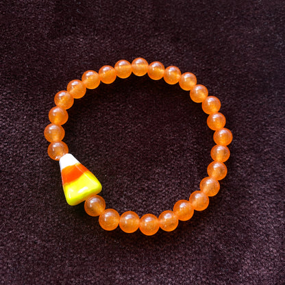 Candy Corn Gemstone Halloween stretch bracelet