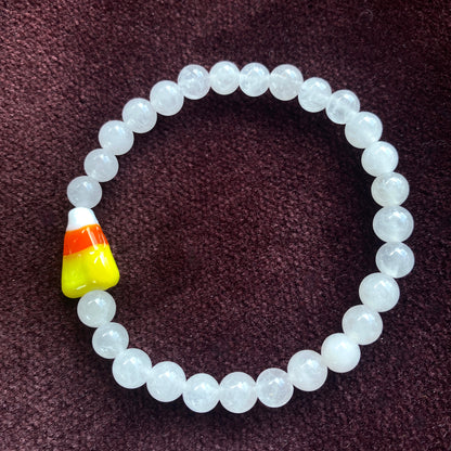 Candy Corn Gemstone Halloween stretch bracelet