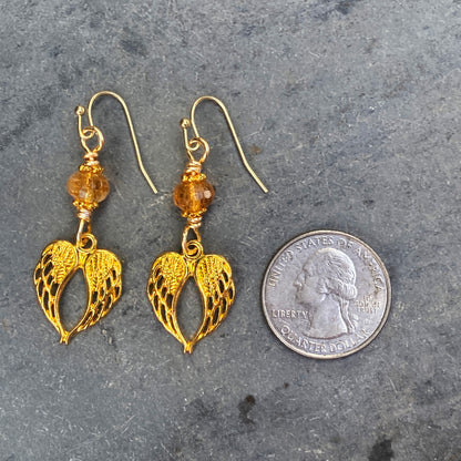 Citrine and Wings Earrings