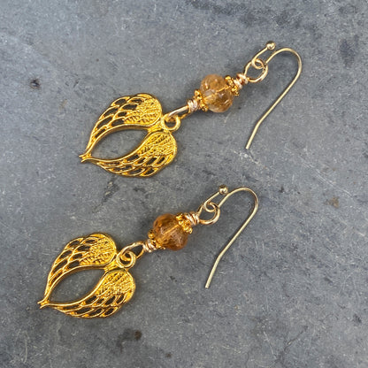 Citrine and Wings Earrings