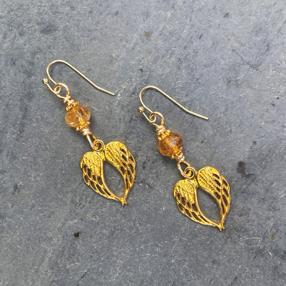 Citrine and Wings Earrings