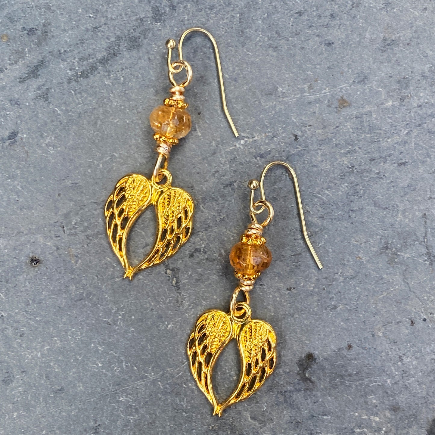 Citrine and Wings Earrings