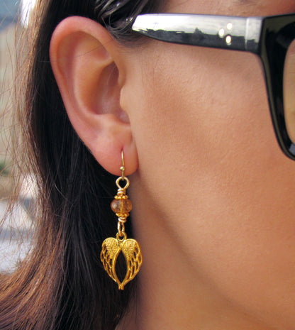 Citrine and Wings Earrings