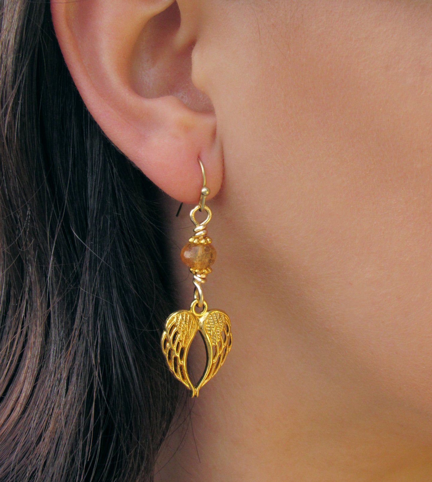 Citrine and Wings Earrings