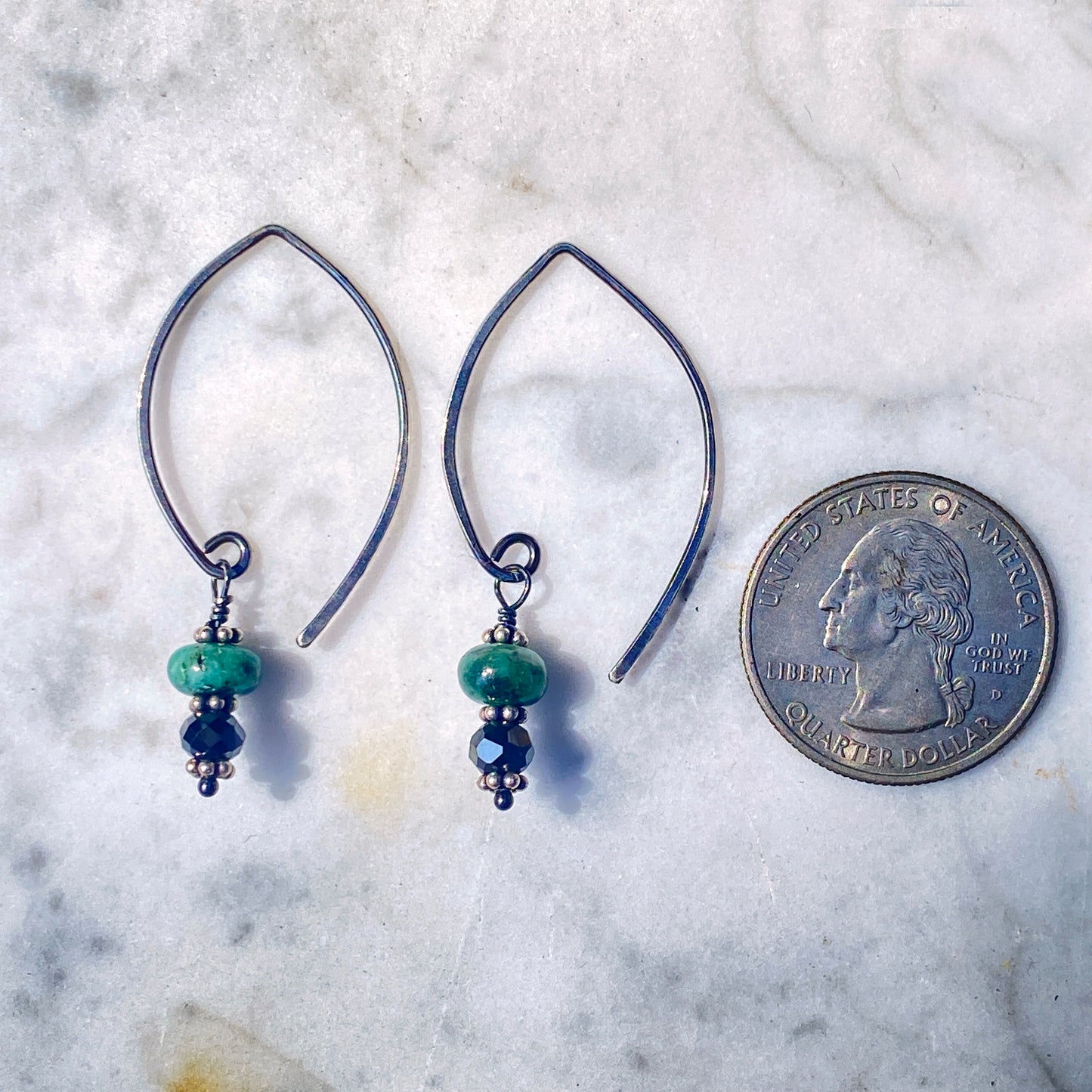 Black Diamond and Emerald earrings