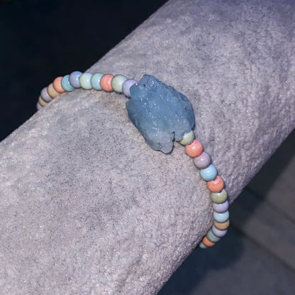 Alashan Agate and Aquamarine gemstone Bracelet