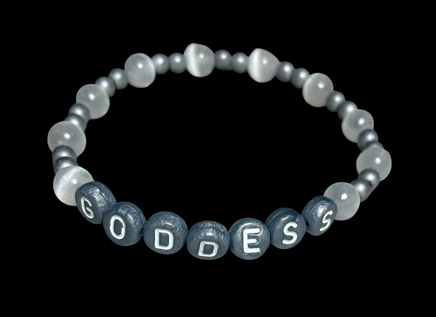 Selenite and Hematite Goddess Bracelet