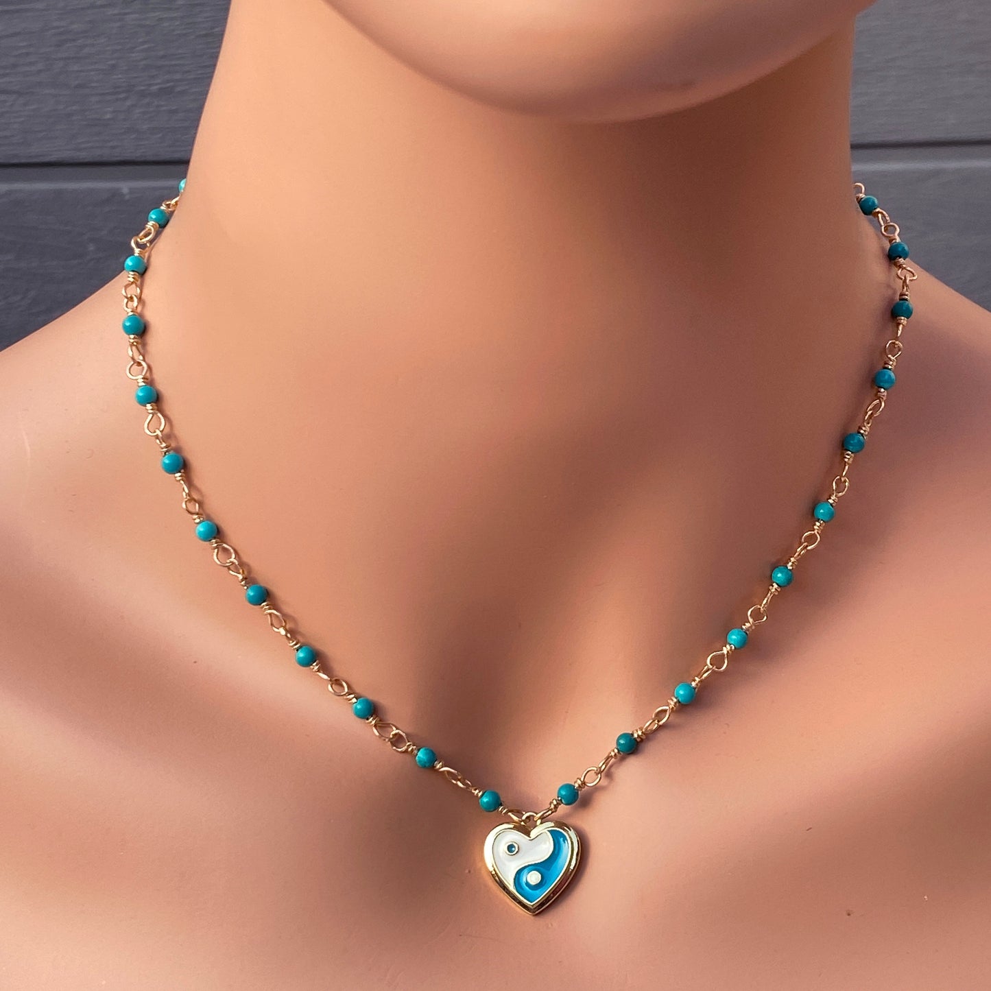 Turquoise and Yin Yang Necklace