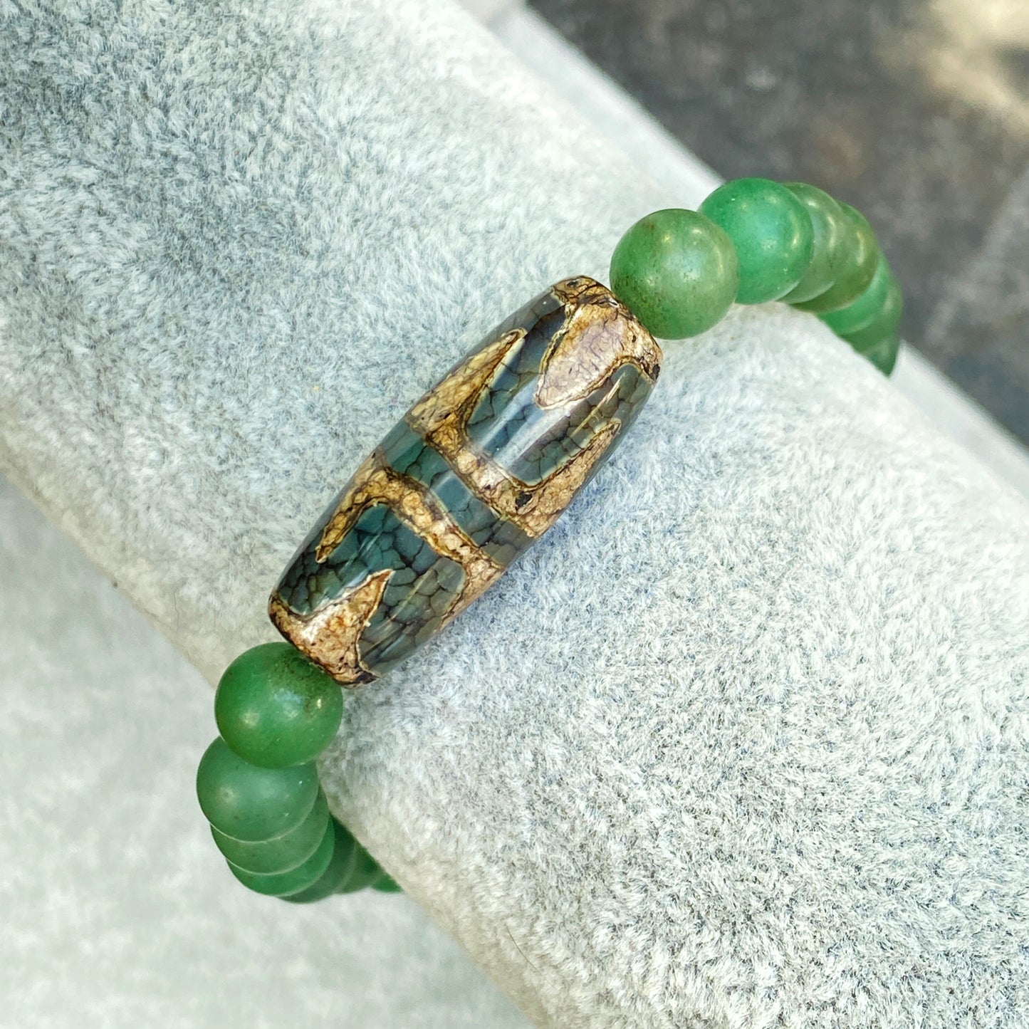 Tibetan Agate and Jade Bracelet