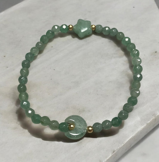 Green Aventurine Moon and Star Bracelet