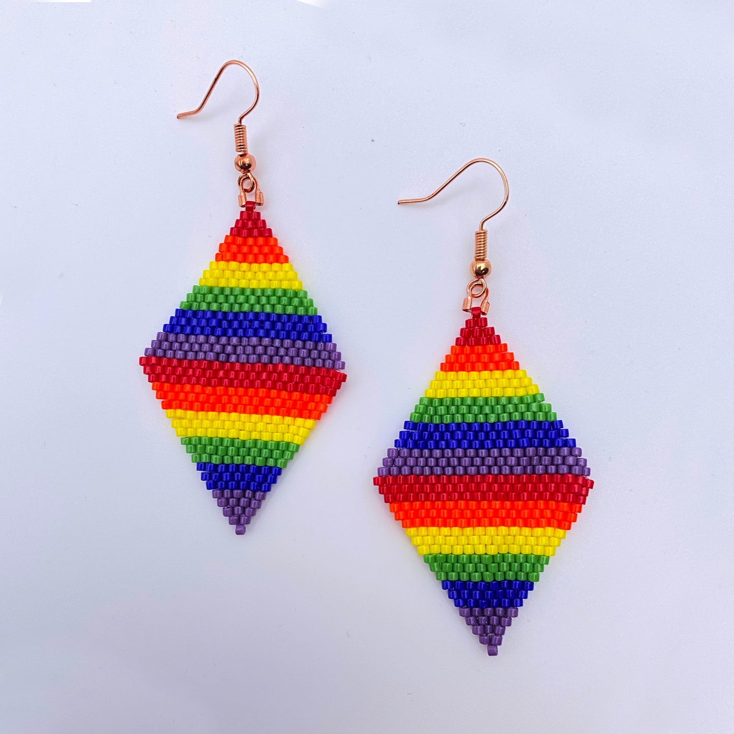 Beaded Glass Pride Rainbow Earrings