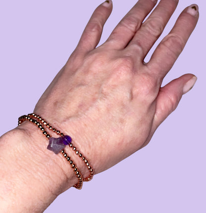 Amethyst Star and Hematite Bracelet Set